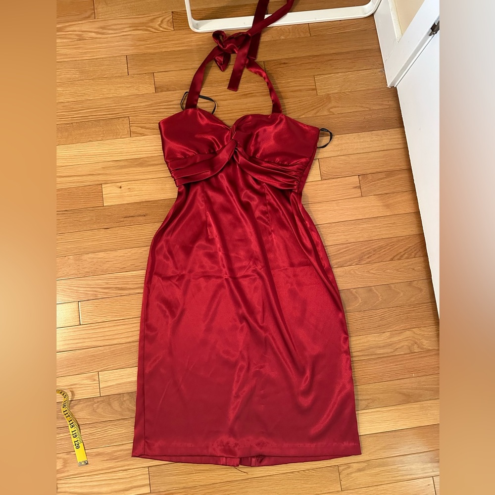 satin red dress